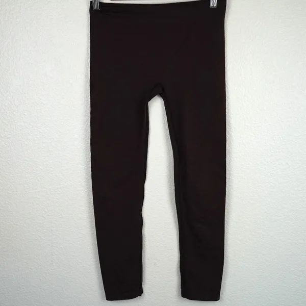 Title Nine Brown Leggings M Seamless‎ Stretchy Activewear Minimalist Comfort - Image 5