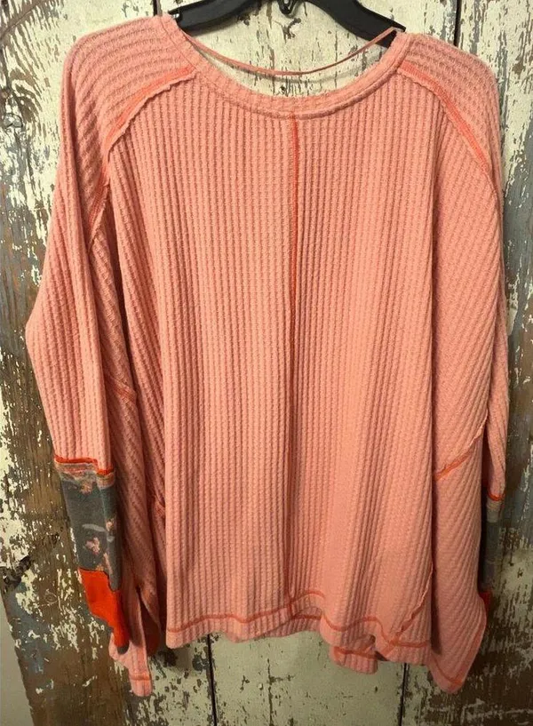We the Free People Lovin' Leopard Waffle Knit shirt Medium - Image 4