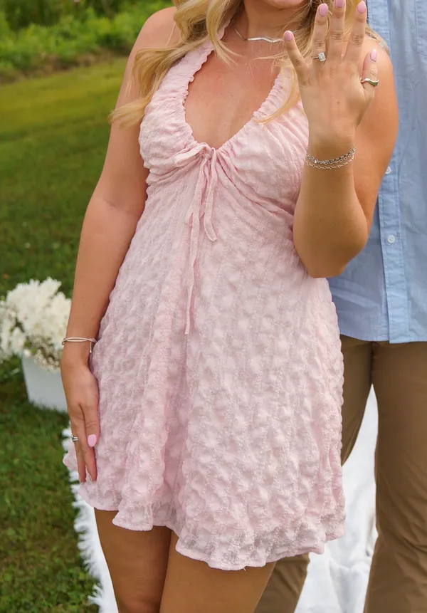 Pink Halter Mini Dress - Image 3