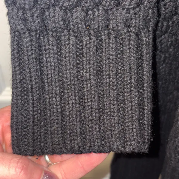 Eddie Bauer Black Textured Cardigan Large heavy weight - Image 8