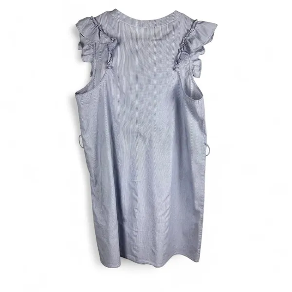 Gibson Ruffle-Sleeve Dress Size Large Blue Stretch Cotton - Image 3