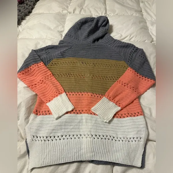 Striped Knit Zip-Up Hoodie - NWOT - Size M - Image 5