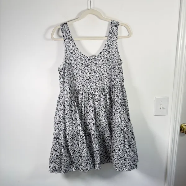 &‎ Other Stories Black White Floral Tiered Babydoll Mini Dress Womens Small - Image 8
