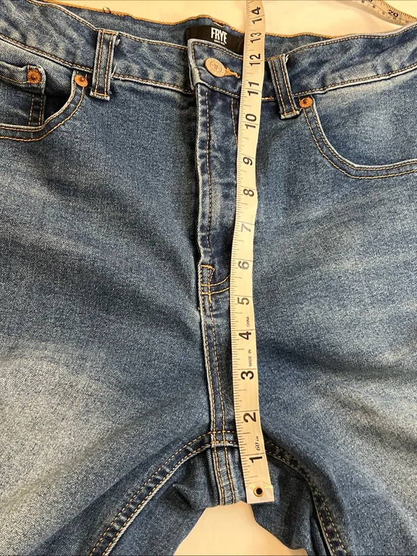 FRYE Women’s Blue Straight-Leg Denim Jeans size 4/27 slight distressed 5 pockets - Image 8