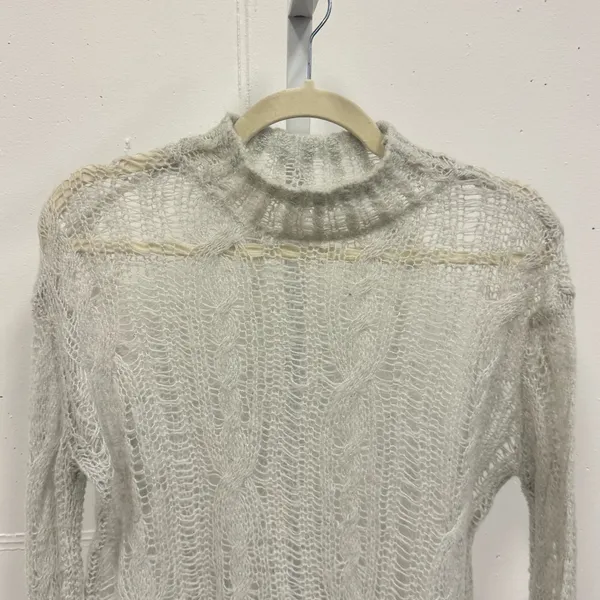 Zara Open Knit Crewneck Sweater‎ Light Gray XS-S 0021/107/406 - Image 3