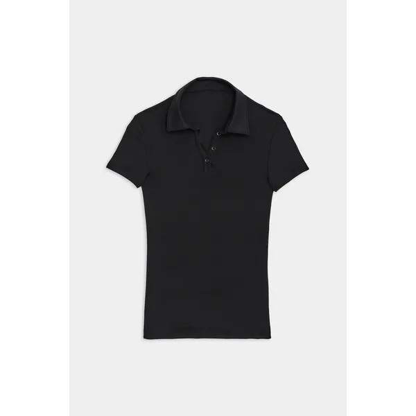 $124 New Splits59 Talia Ribbed Polo - Black - Small - Image 3