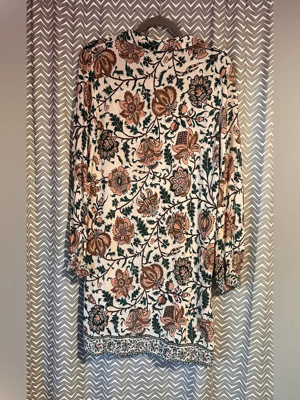 ZARA | Oversized Boho Floral Print Relaxed Tunic Dress, Size S - Image 5