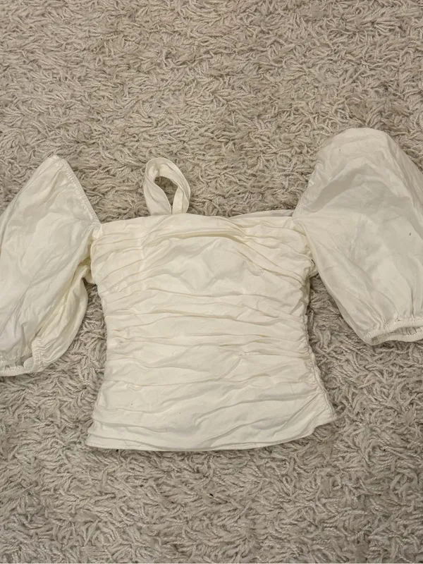Reformation cotton Classic White Puff Sleeve Square Neck Top - Image 3