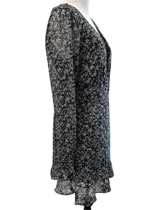 Abercrombie & Fitch Black Floral Smocked Mini Dress Size L - Image 2