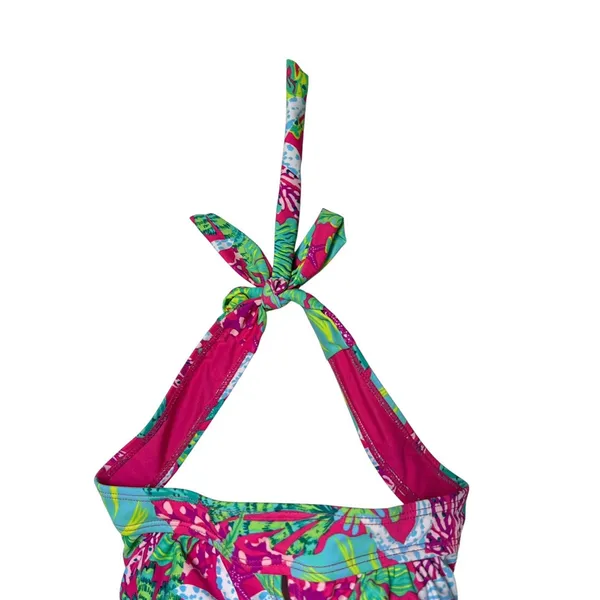 Stella Parker Pink Green Starfish Print 2 Piece Halter Swim Skirt Bikini Set M - Image 6