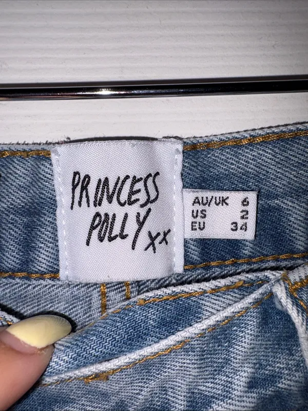 Princess Polly Xena Asymmetrical Denim Shorts Size 2 - Image 7