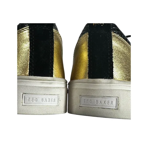 Ted Baker Kulei Black Leather Gold Heel Accent Women’s Sneakers Size 9 - Image 3