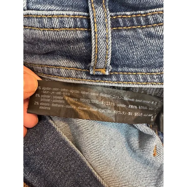 Zara Women's Size‎ 10 High Rise Wide Leg Cropped Denim Jeans Frayed Hem Blue - Image 5