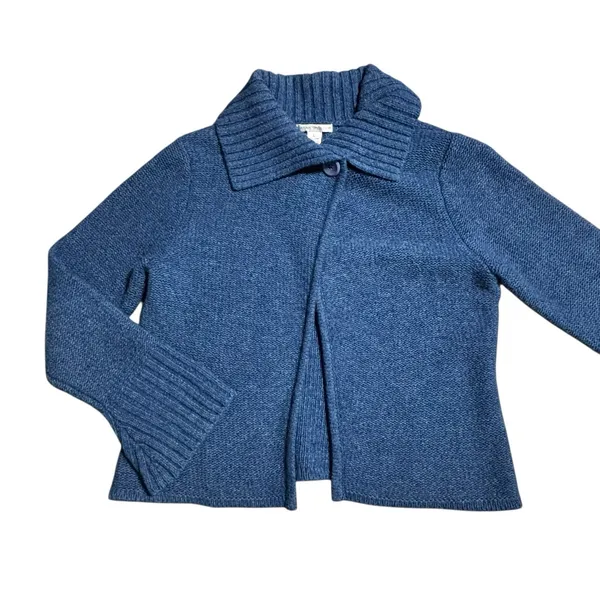 Sarah‎ Spencer Cardigan Sweater Womens Large Lambs Wool Blend Blue - Image 2