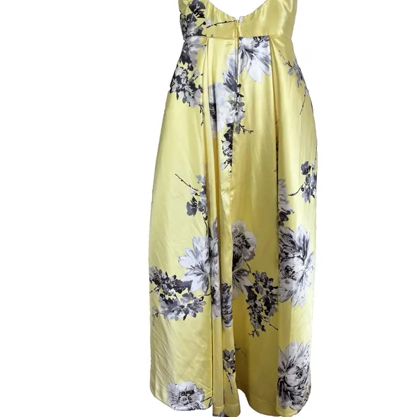 Speechless Yellow Floral High Low Dress Size 5 Spaghetti Strap Prom Formal Satin - Image 11
