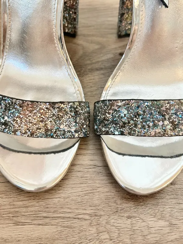 Steve Madden Carrson Multi Glitter Ankle Strap Heels Size 7.5 - Image 7