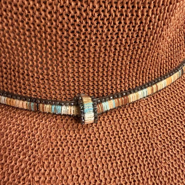 Anthropologie Cali Dream Rust Boho Wide Brim‎ Fedora Hat Beaded Band One Size - Image 11