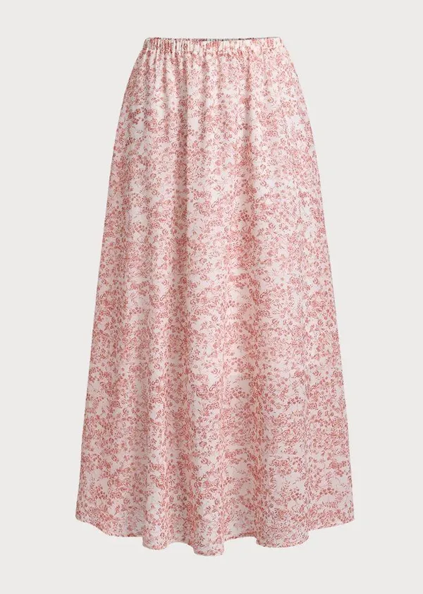 Rihoas Pink Floral Elastic Waist Flared Skirt - Image 5