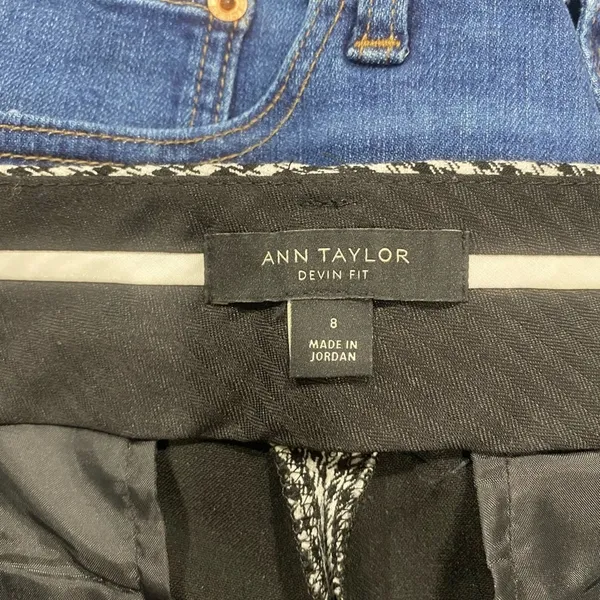 Ann Taylor Devin Gingham‎ Pants Size 8 Black White Stretch Workwear Preppy Chic - Image 6