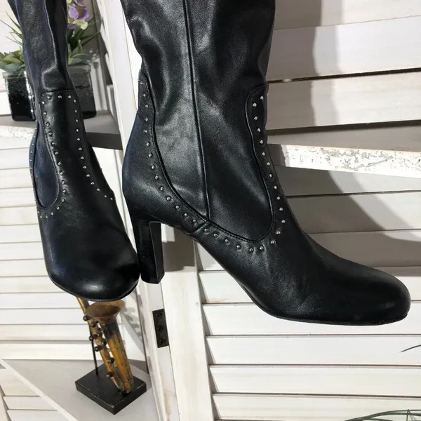 Franco Sarto Artise Over The Knee Boots Black Leather 9.5 - Image 4