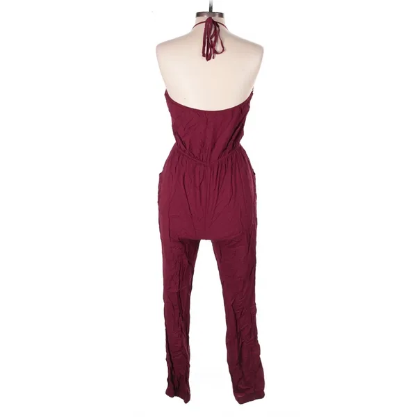 Lulus Learning to Fly Burgundy Halter Jumpsuit Large Boho Festival - Image 4