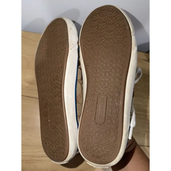 COACH Barrett Signature Canvas Sneakers Women's Size 7.5 Brown Khaki Blue L - Image 10