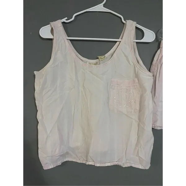 Victoria’s Secret Vintage Gold Label Pink White Stripe Pajama Set Medium - Image 3