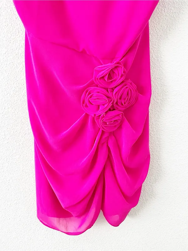 Amanda Uprichard Hot Pink Holly Rose Tie Strap Mini Dress - Image 6