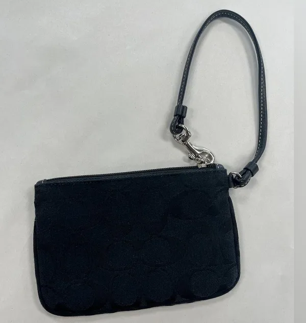 Coach Signature Jacquard Black Wristlet Wallet Purse - Image 6