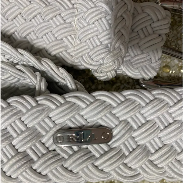 Ralph Lauren White Braided Cord Belt Silver Buckle Trim Size 44 inches - Image 2