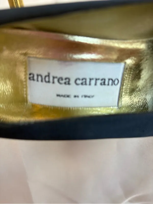 Andrea Carrano Navy Square-Toe Pumps with Gold Horsebit - Image 6