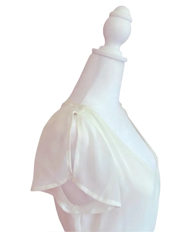 Express White Ethereal Chiffon V-Neck Dress Flutter Sleeve NWT Size S Angelcore - Image 4