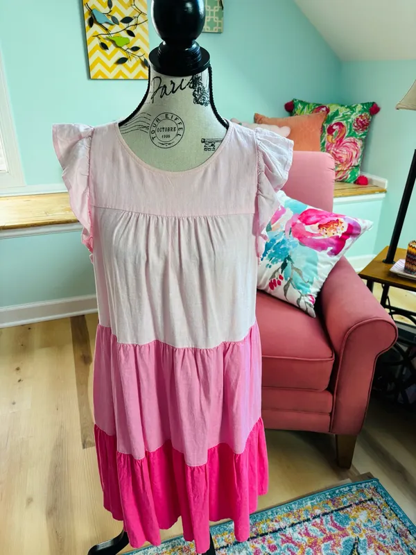 Pink J.Crew Dress Tiered - Image 7