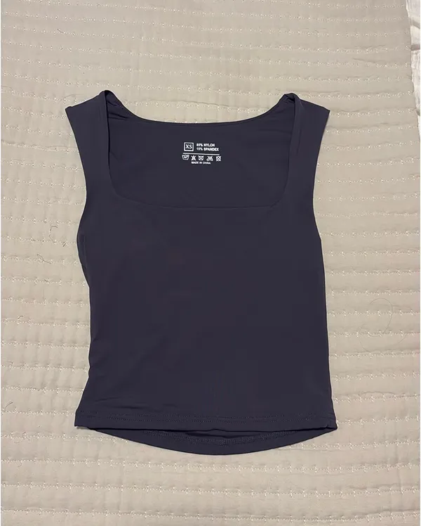 Sleeveless Square Neck Crop Top Seamless Blue Size XS - Image 2