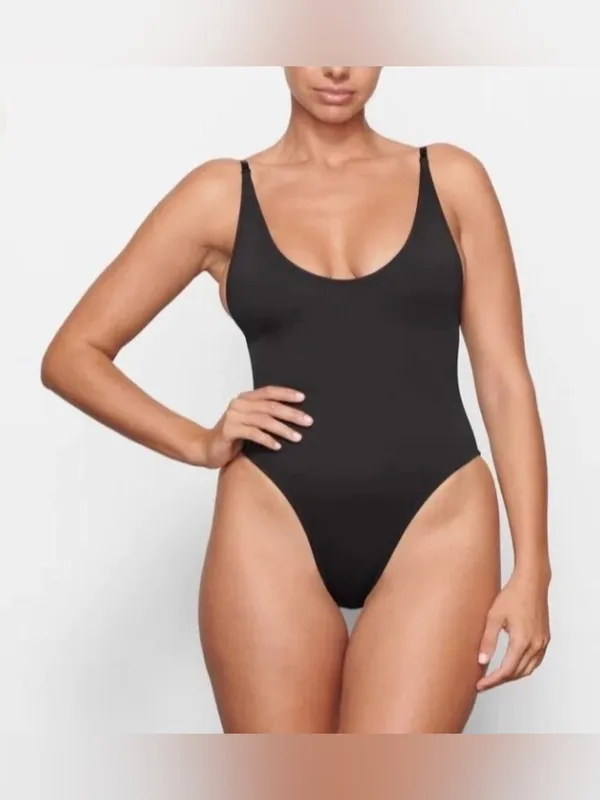 Skims Black Women's One-Piece swim scoop neck - Image 7