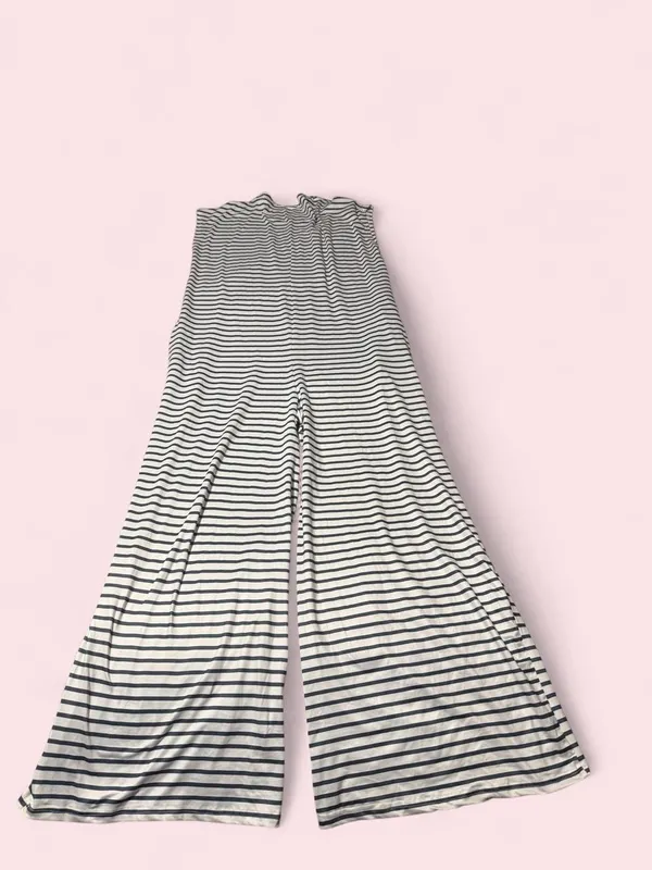 Sleeveless Striped Wide-Leg Jumpsuit - grayish blue & White - Image 2