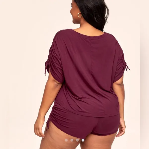 Adore me Laura Dark red knit top and short set SZ 2X - Image 3