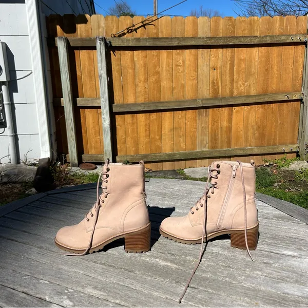 Seychelles Lace‎ Up Irresistible Leather Combat Boot Pink Nubuck 10 - Image 2