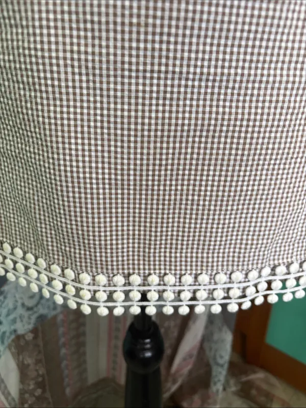Tibi light brown & White Gingham Midi Dress with Crochet Trim - Image 5
