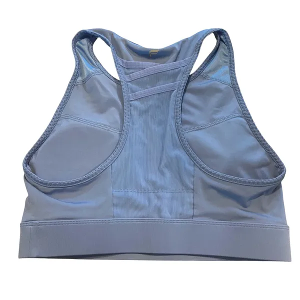 Fabletics Sports Bra Womens Medium Blue Racerback High Neck Mesh Activewear - Image 3