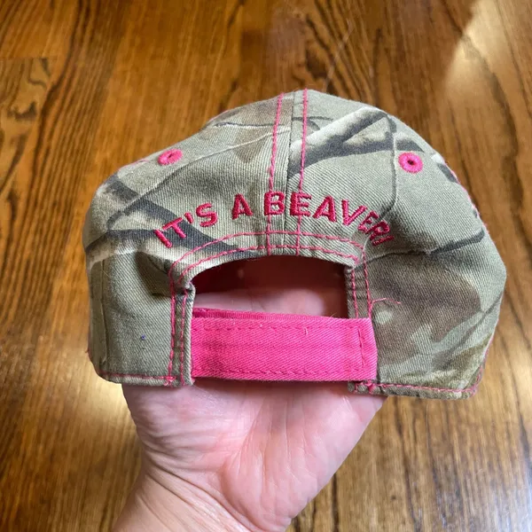 Buc-ee's Pink and Camo Distressed Baseball Hat It's A Beaver - Image 2