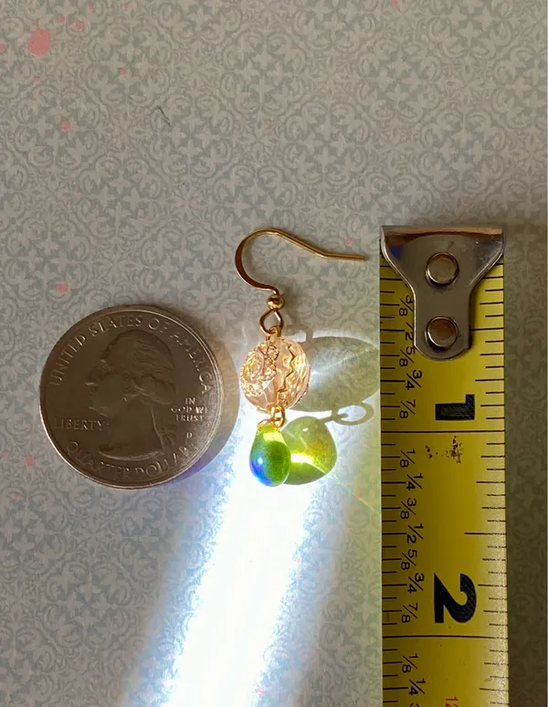 Handmade German & Czech beads elegant dangle earrings💚 - Image 7
