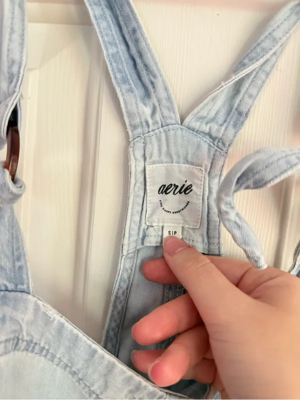 Aerie Light Blue Denim Short Overalls - Image 4