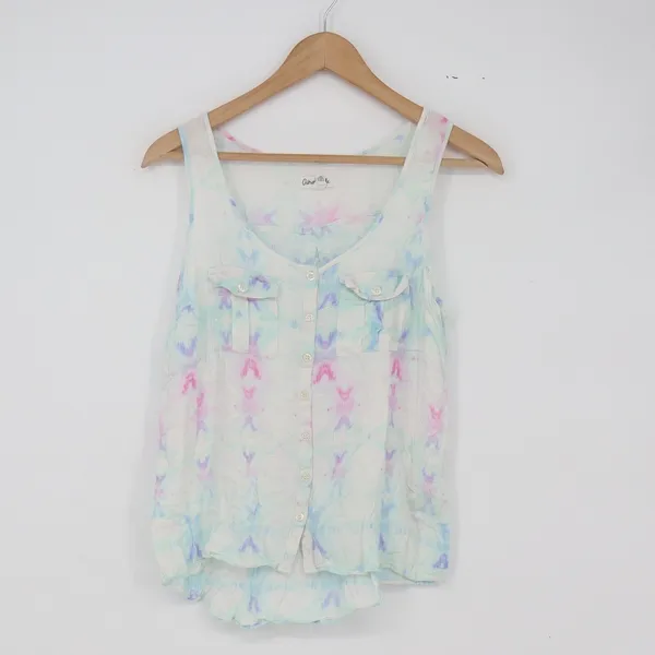 Aeropostale Tank Top Womens M Tie Dye Multicolor Button Down Sleeveless - Image 2
