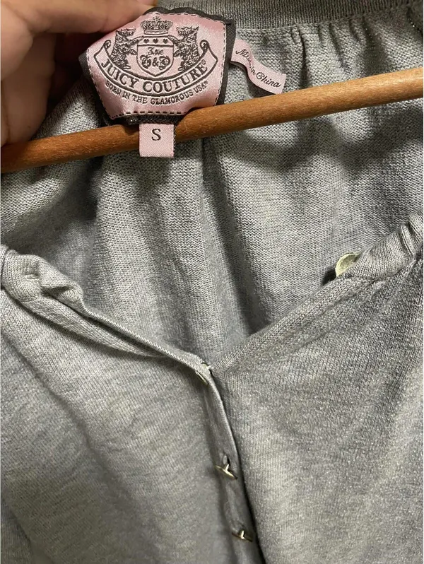 Juicy Couture Sweater Women S Gray Cardigan 3/4 Sleeve - Image 2