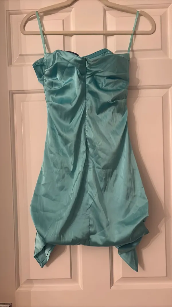 Mini Satin teal dress HOCO - Image 2