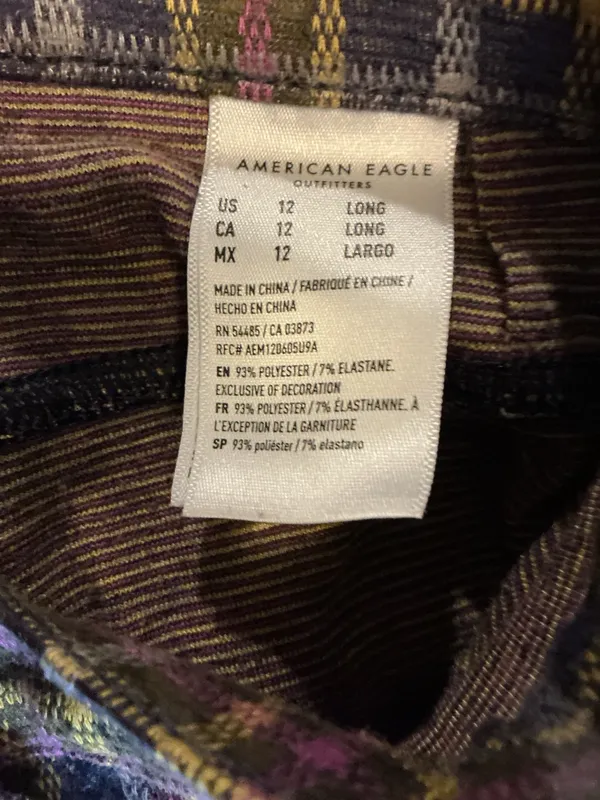 American Eagle Outfitters Women's Plaid Flared Dress Pants Brown Yellow Purple - Image 4