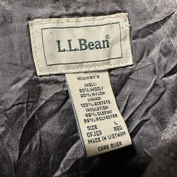 LL Bean Womens Gray Wool Blend Thinsulate Insulated Field Coat Jacket Large - Image 2