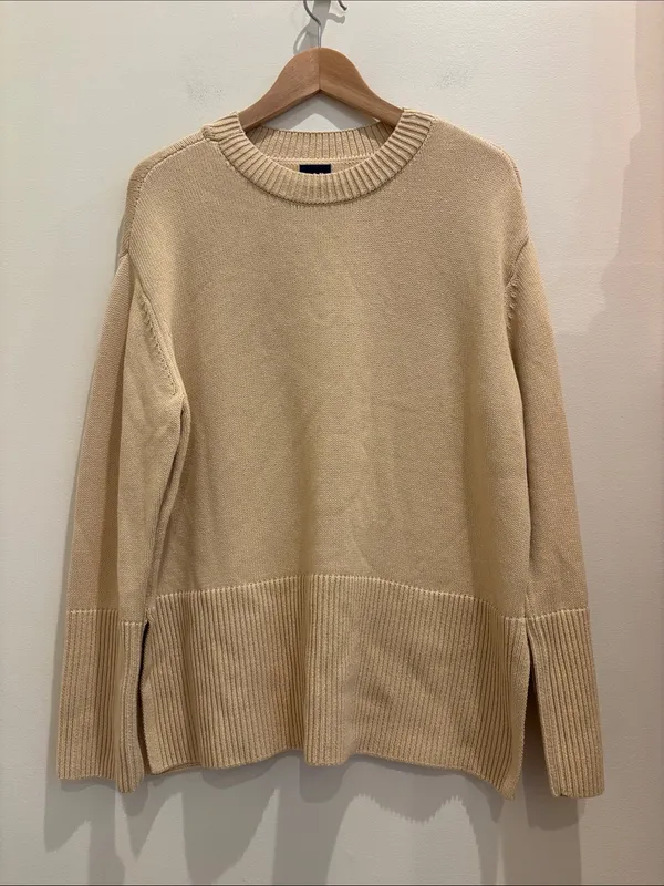 Gap Oversized Sweater 100% Cotton Beige Crewneck Size Medium - Image 2