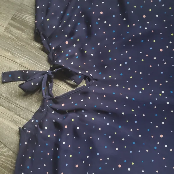 Lauren Conrad sheer top size medium, colors are navy blue, yellow, pin… - Image 3